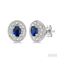 ASHI Oval Shape Gemstone & Diamond Earrings 58198PPFSERSPWG