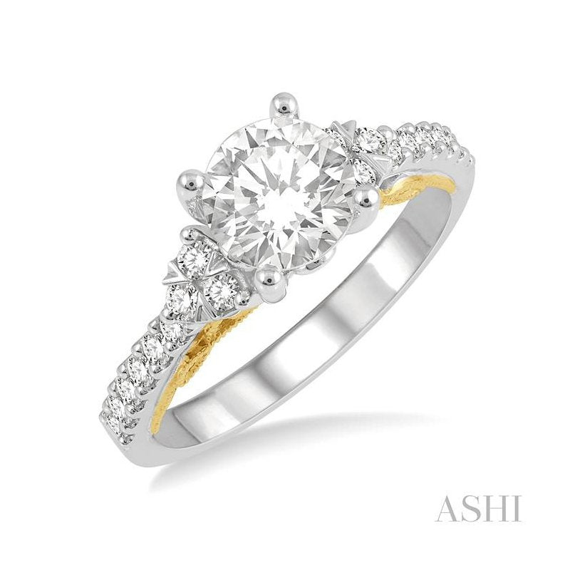 ASHI Round Shape Semi-Mount Diamond Engagement Ring 205J5PPFHWY-SM-RD