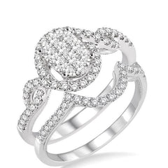 Parkplace Jewelers Oval Shape Halo Lovebright Diamond Wedding Set 13112PPFHWG-WS