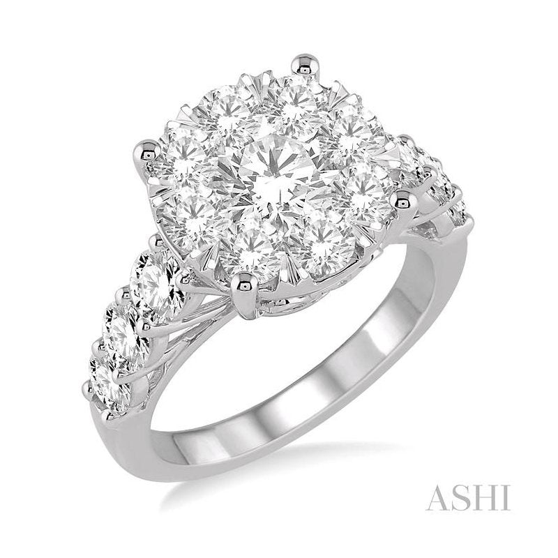 ASHI Round Shape Lovebright Essential Diamond Engagement Ring 140D0PPFVWG-2.00
