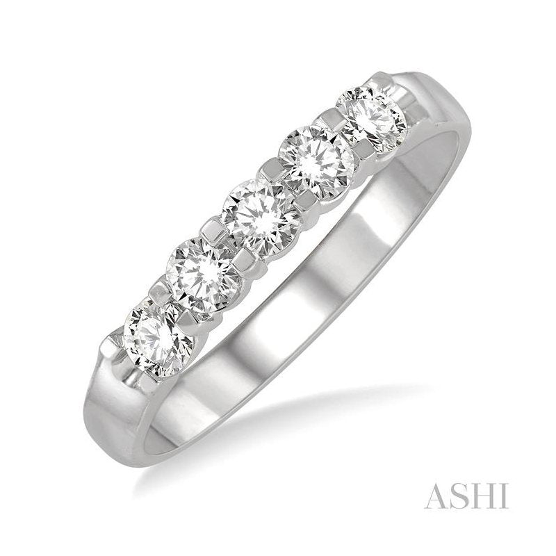 ASHI Round Shape 5 Stone Diamond Wedding Band 33343PPFGWG