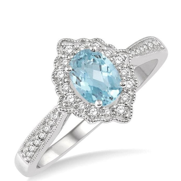 Parkplace Jewelers Oval Shape Gemstone & Halo Diamond Ring 52367PPTSAQWG