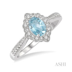 ASHI Oval Shape Gemstone & Halo Diamond Ring 52367PPTSAQWG