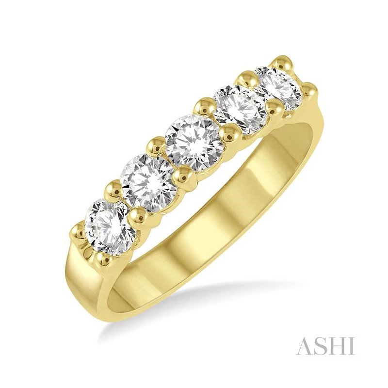 ASHI Round Shape 5 Stone Diamond Wedding Band 33341PPFGYG