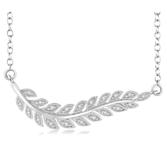 Parkplace Jewelers Silver Leaf Diamond Fashion Pendant 86508PPSSSLPD