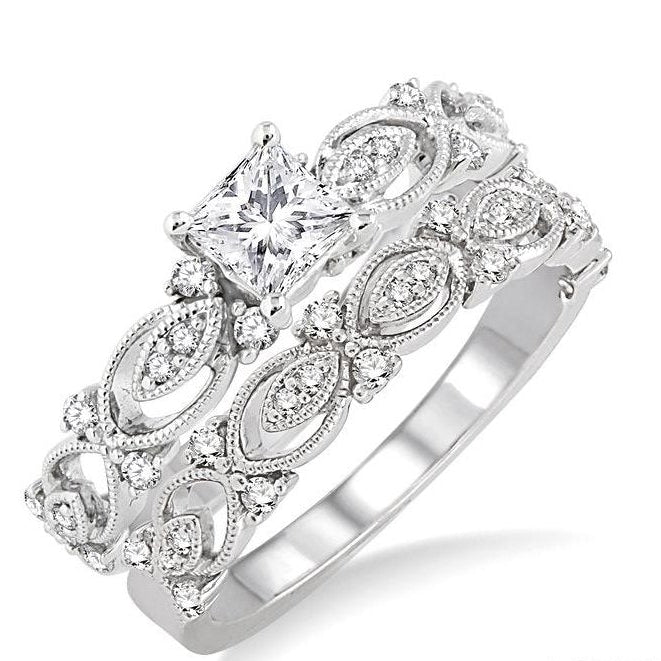 Parkplace Jewelers Princess Shape Diamond Wedding Set 19292PPFHWG-WS