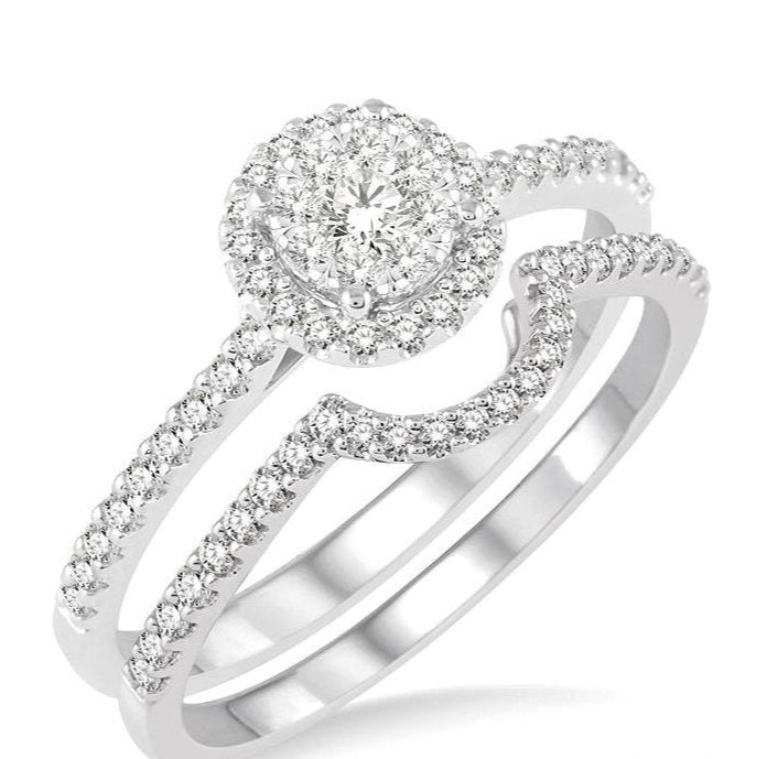 Parkplace Jewelers Round Shape Halo Lovebright Diamond Wedding Set 13293PPFVWG-WS