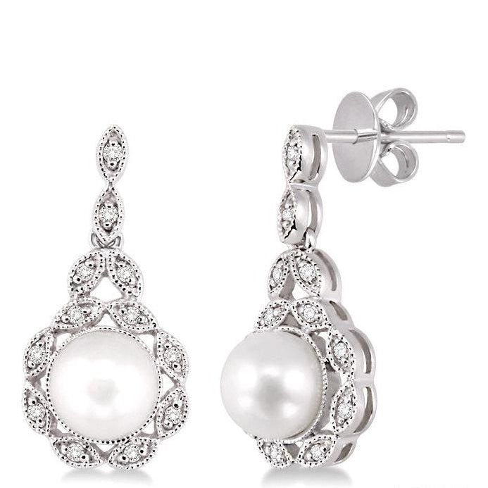 Parkplace Jewelers Pearl & Halo Diamond Fashion Earrings 56658PPTSERWG