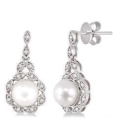 Parkplace Jewelers Pearl & Halo Diamond Fashion Earrings 56658PPTSERWG
