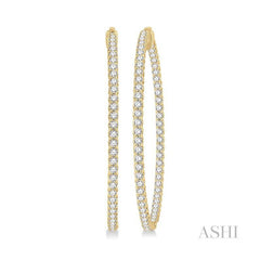 ASHI Inside-Out Diamond Hoop Earrings 629C0PPFGERYG-5.00