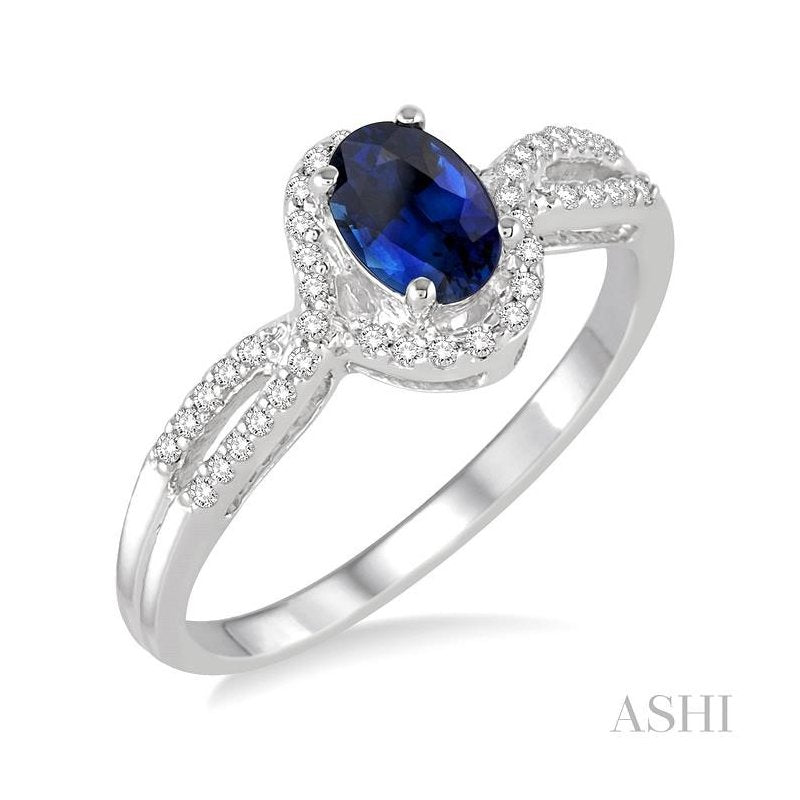 ASHI Oval Shape Gemstone & Diamond Ring 40718PPTSSPWG