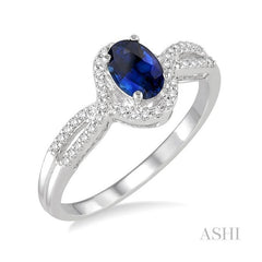 ASHI Oval Shape Gemstone & Diamond Ring 40718PPTSSPWG
