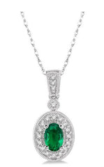 Parkplace Jewelers Oval Shape Gemstone & Halo Diamond Pendant 58348PPFNPDEMWG