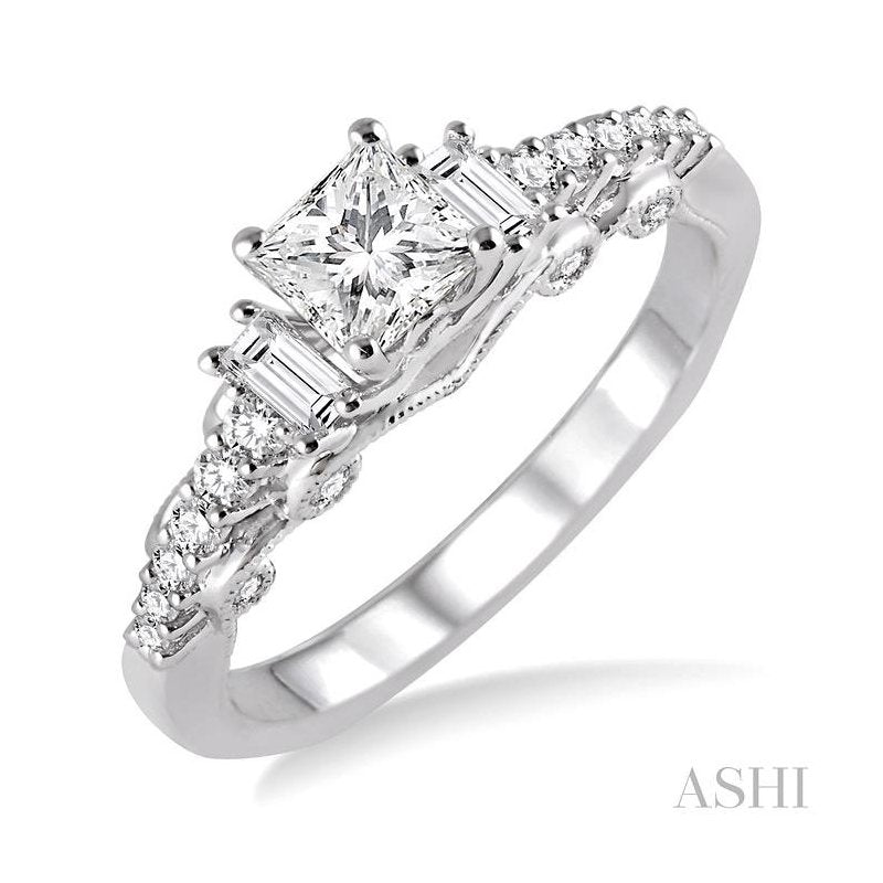 ASHI Princess Shape Diamond Engagement Ring 20932PPFHWG-LE
