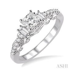 ASHI Princess Shape Diamond Engagement Ring 20932PPFHWG-LE