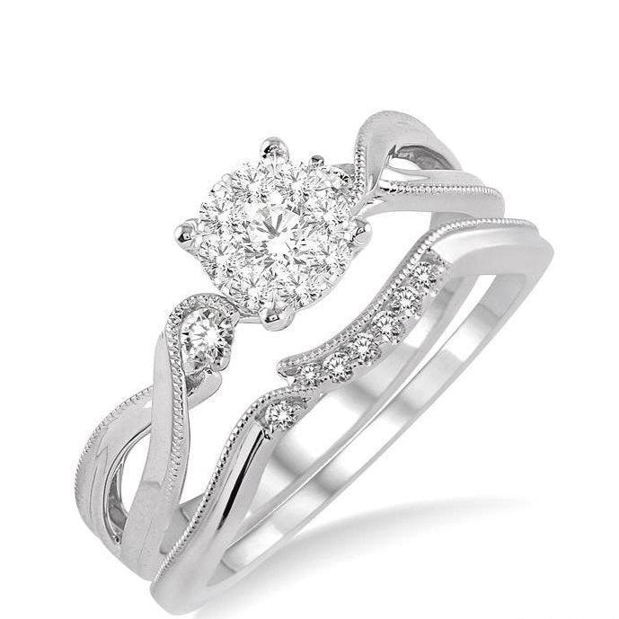 Parkplace Jewelers Round Shape Lovebright Diamond Wedding Set 15345PPFHWG-WS