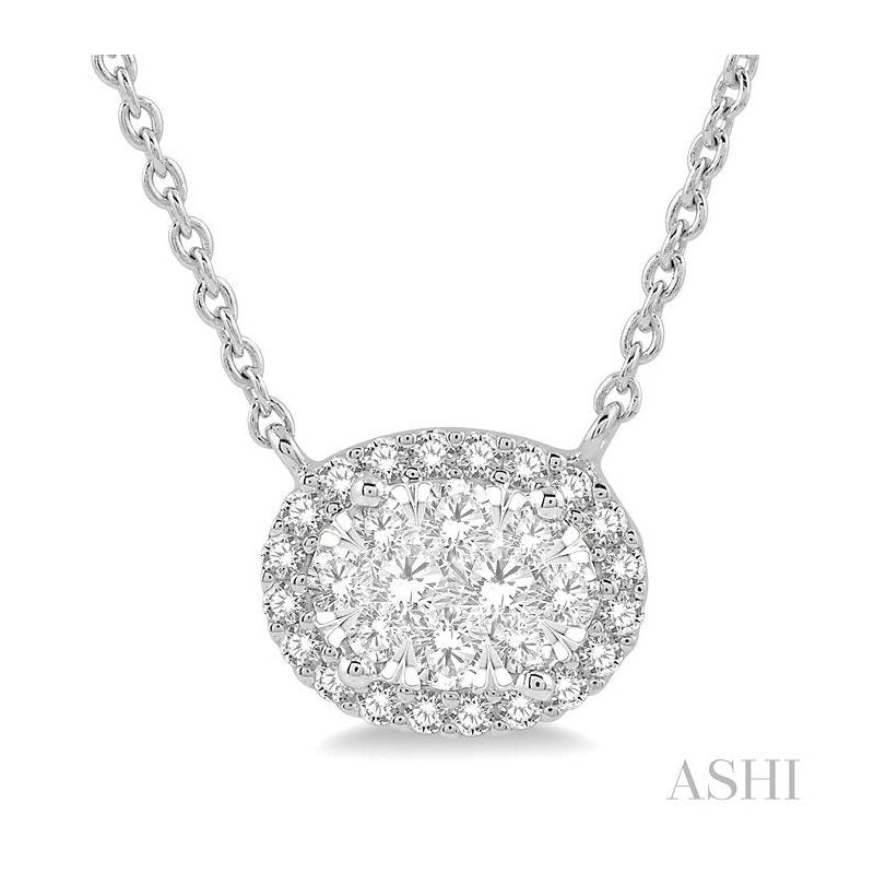 ASHI Oval Shape East-West Halo Lovebright Essential Diamond Pendant 99641PPFVNKWG