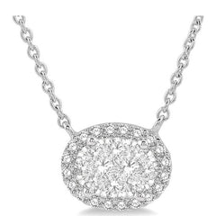 Parkplace Jewelers Oval Shape East-West Halo Lovebright Essential Diamond Pendant 99641PPFVNKWG