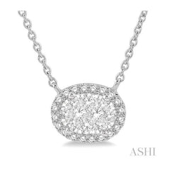 ASHI Oval Shape East-West Halo Lovebright Essential Diamond Pendant 99641PPFVNKWG