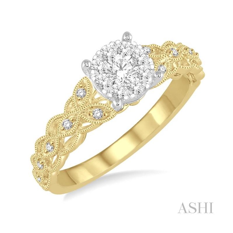 ASHI Round Shape Lovebright Diamond Engagement Ring 153C5PPFVYW-LE