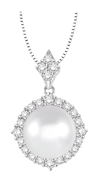 Parkplace Jewelers Pearl & Halo Diamond Pendant 56813PPFHPDWPWG