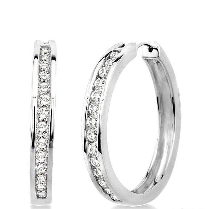Parkplace Jewelers Channel Set Diamond Hoop Earrings 62081PPTXERWG