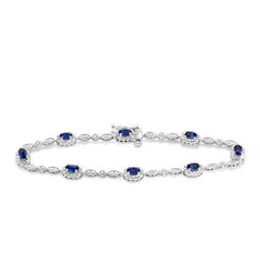 Parkplace Jewelers Oval Shape Gemstone & Halo Diamond Bracelet 76859PPTSSPWG