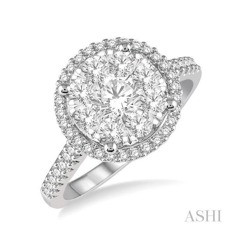 ASHI Round Shape Halo Lovebright Essential Diamond Engagement Ring 124F1PPFVWY