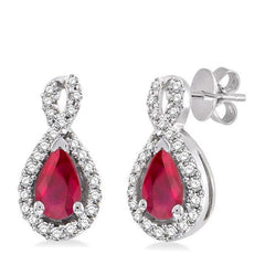 Parkplace Jewelers Pear Shape Gemstone & Halo Diamond Earrings 58368PPFNERRBWG