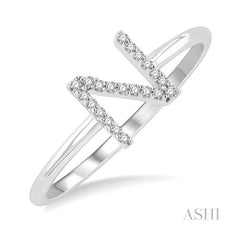 ASHI Block 'N' Initial Diamond Ring 365D9PPTSWG-N
