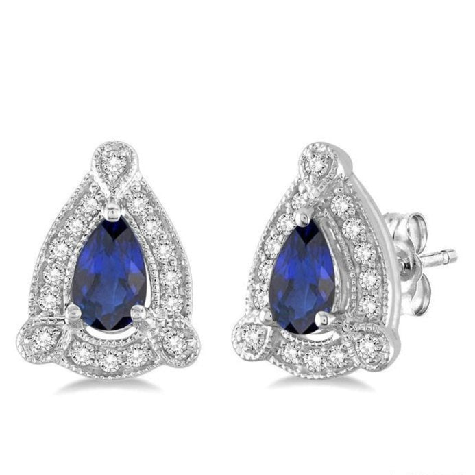 Parkplace Jewelers Pear Shape Gemstone & Halo Diamond Earrings 58448PPFSERSPWG