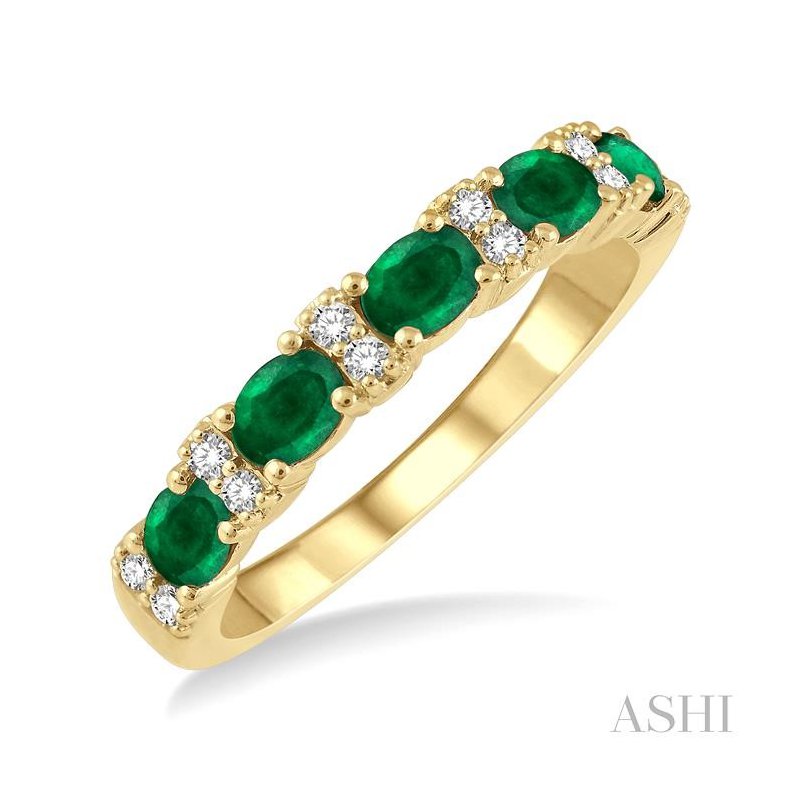 ASHI Oval Shape East-West Gemstone & Diamond Wedding Band 46528PPFGEMYG