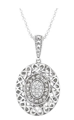 Parkplace Jewelers Silver Oval Shape Diamond Pendant 87829PPSSSLPD