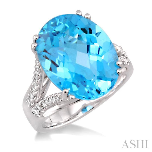 ASHI Oval Shape Gemstone & Diamond Ring 50246PPFVBTWG