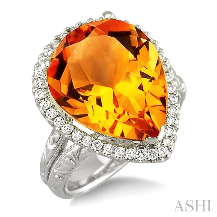 ASHI Pear Shape Gemstone & Halo Diamond Ring 50265PPFVCTWG