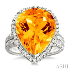 ASHI Pear Shape Gemstone & Halo Diamond Ring 50265PPFVCTWG
