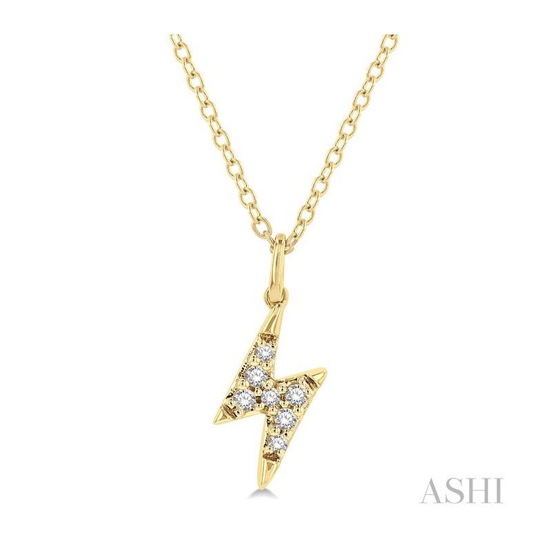 ASHI Lightning Bolt Petite Diamond Fashion Pendant 640A8PPTSPDYG
