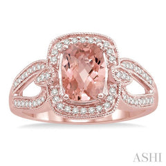 ASHI Cushion Shape Gemstone & Diamond Ring 50577PPFHMOPG