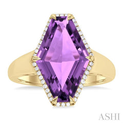 ASHI Hexagon Shape Gemstone & Halo Diamond Ring 50718PPFHAMYG