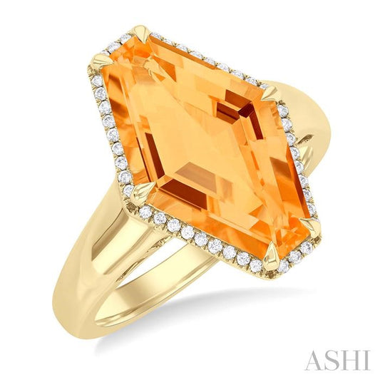 ASHI Hexagon Shape Gemstone & Halo Diamond Ring 50718PPFHCTYG