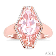 ASHI Hexagon Shape Gemstone & Halo Diamond Ring 50718PPFHMOPG