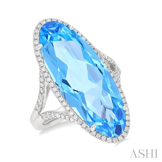 ASHI Oval Shape Gemstone & Halo Diamond Ring 50733PPFHBTWG