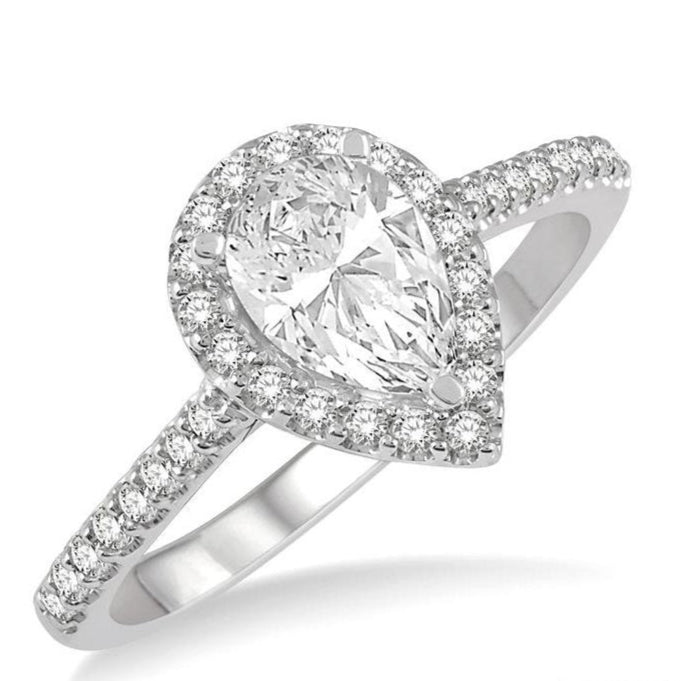 Parkplace Jewelers Pear Shape Semi-Mount Halo Diamond Engagement Ring 243G3PPFHWG-SM