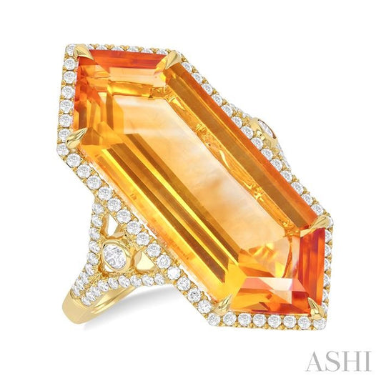 ASHI Hexagon Shape Gemstone & Halo Diamond Ring 50753PPFHCTYG
