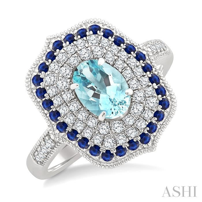 ASHI Oval Shape Gemstone & Diamond Fashion Ring 50835PPFHAQSPWG