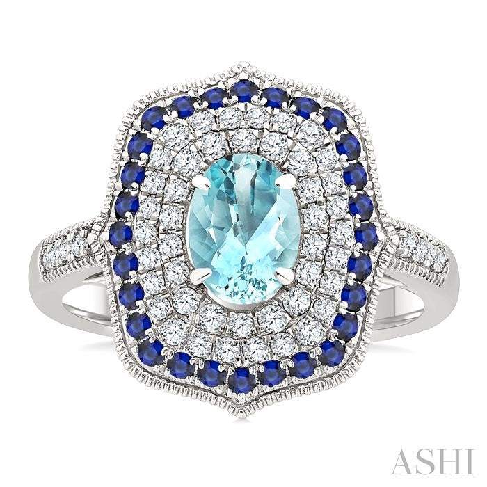 ASHI Oval Shape Gemstone & Diamond Fashion Ring 50835PPFHAQSPWG