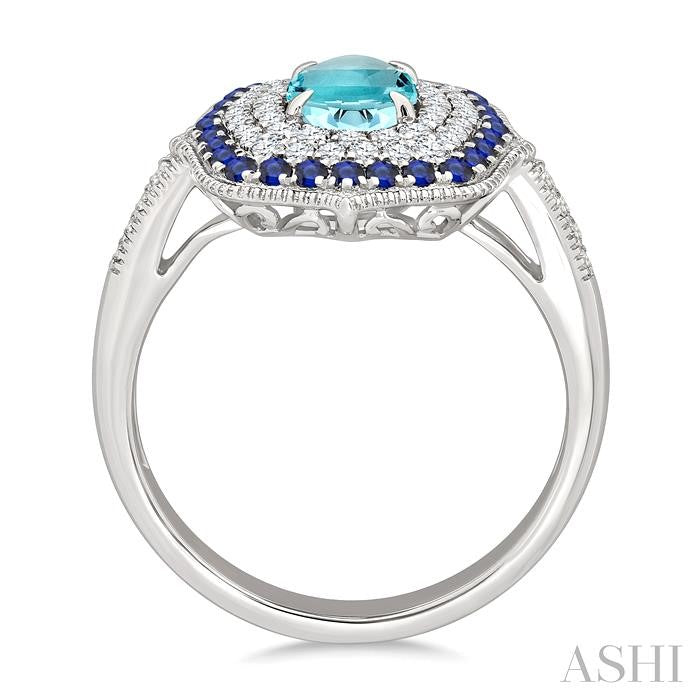 ASHI Oval Shape Gemstone & Diamond Fashion Ring 50835PPFHAQSPWG