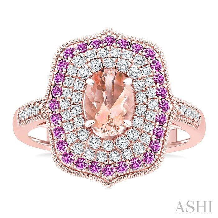ASHI Oval Shape Gemstone & Diamond Fashion Ring 50835PPFHMOPSPPG