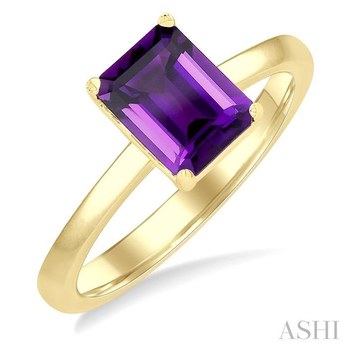 ASHI Emerald Shape Gemstone Solitaire Ring 50849PPF@AMYG-OC