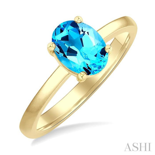 ASHI Oval Shape Gemstone Solitaire Ring 50849PPF@BTYG-OV